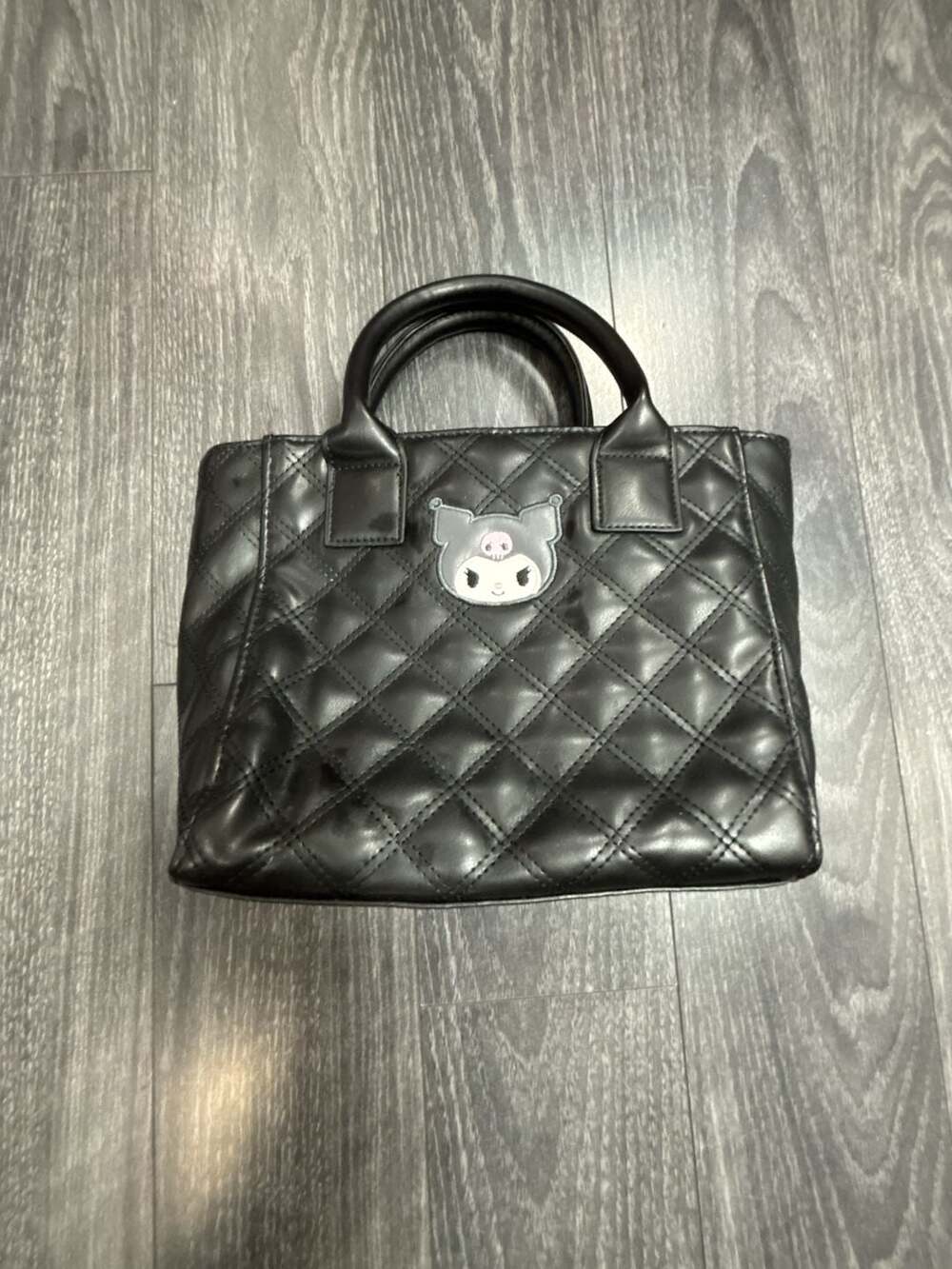 Sanrio Kuromi Black Quilted 2-Way Mini Satchel Tote Bag